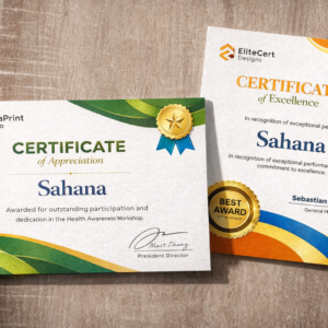 Premium Finish Certificates