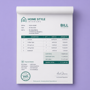 A5 Size Bill Book