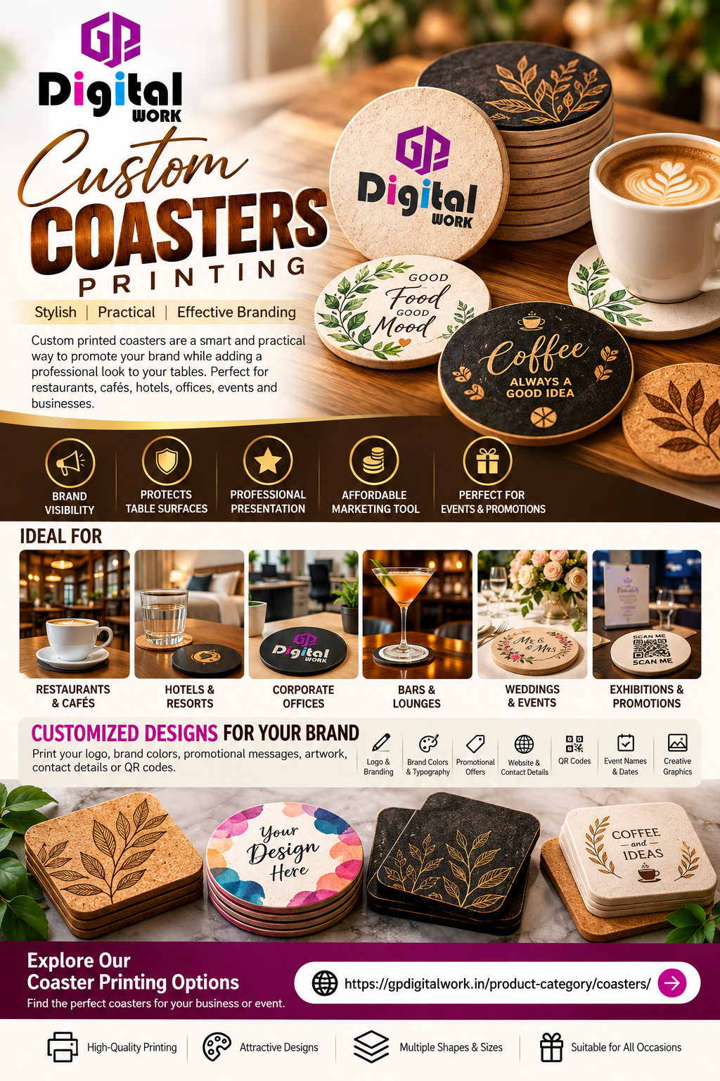 Custom Coasters Printing – Stylish, Practical & Effective Branding