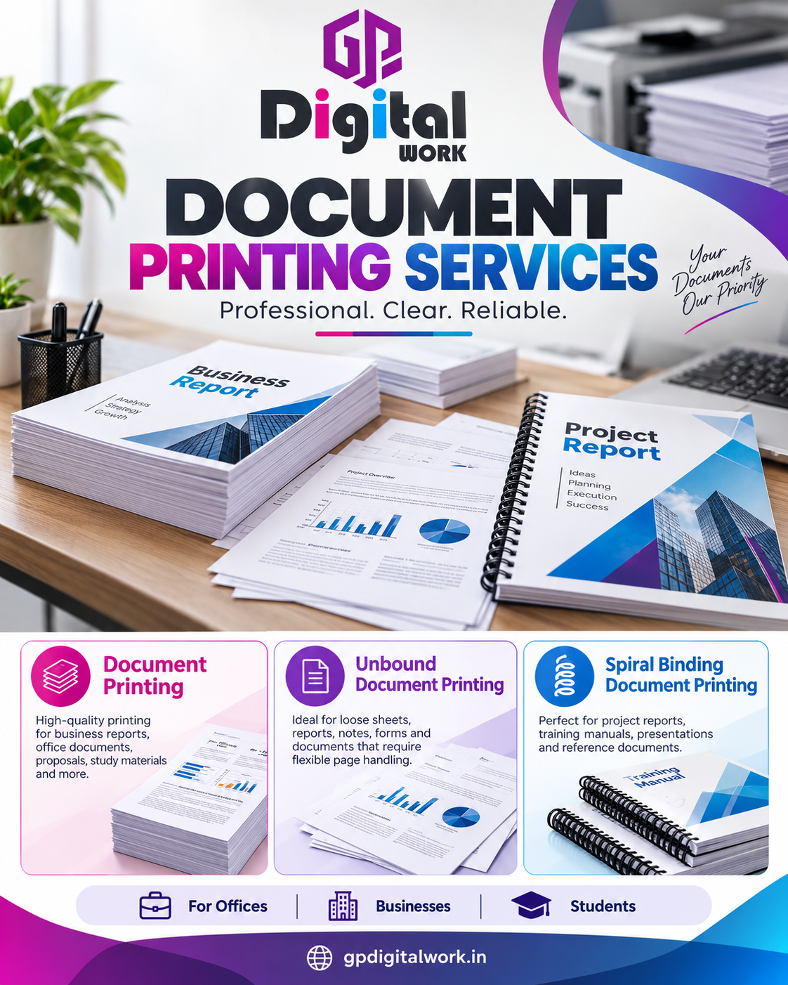 Professional Document Printing Services – GP Digital Work